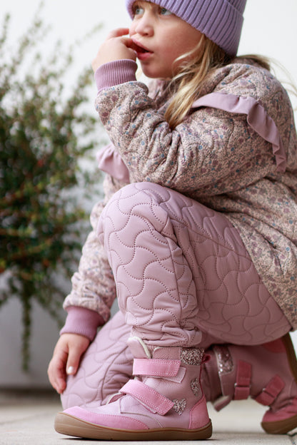 Theo Pink Heart Barefoot Winter Boot