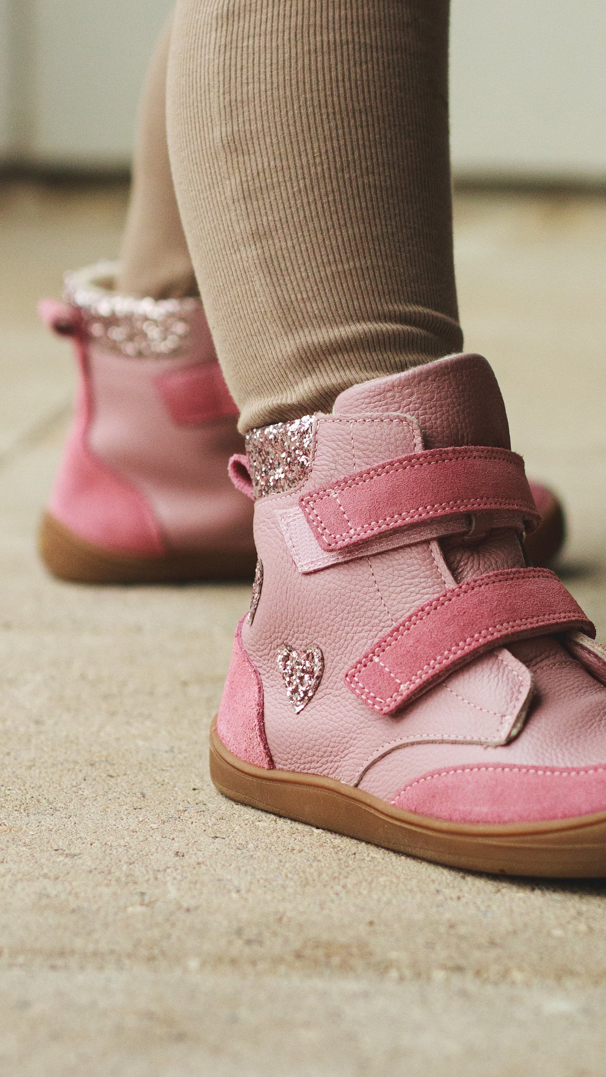 Theo Pink Heart Barefoot Winter Boot